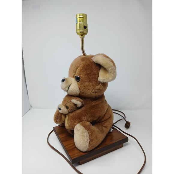 vintage 80’s ADI Brown Teddy Bear Nursery Table Lamp Plush Musical Animal - Picture 4 of 16
